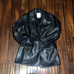 Abercrombie Black Vegan Leather Blazer